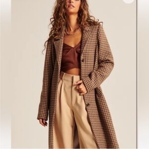ABERCROMBIE DAD COAT BROWN PLAID
